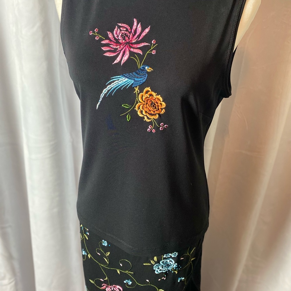 BCBG embroidered two piece outfit.